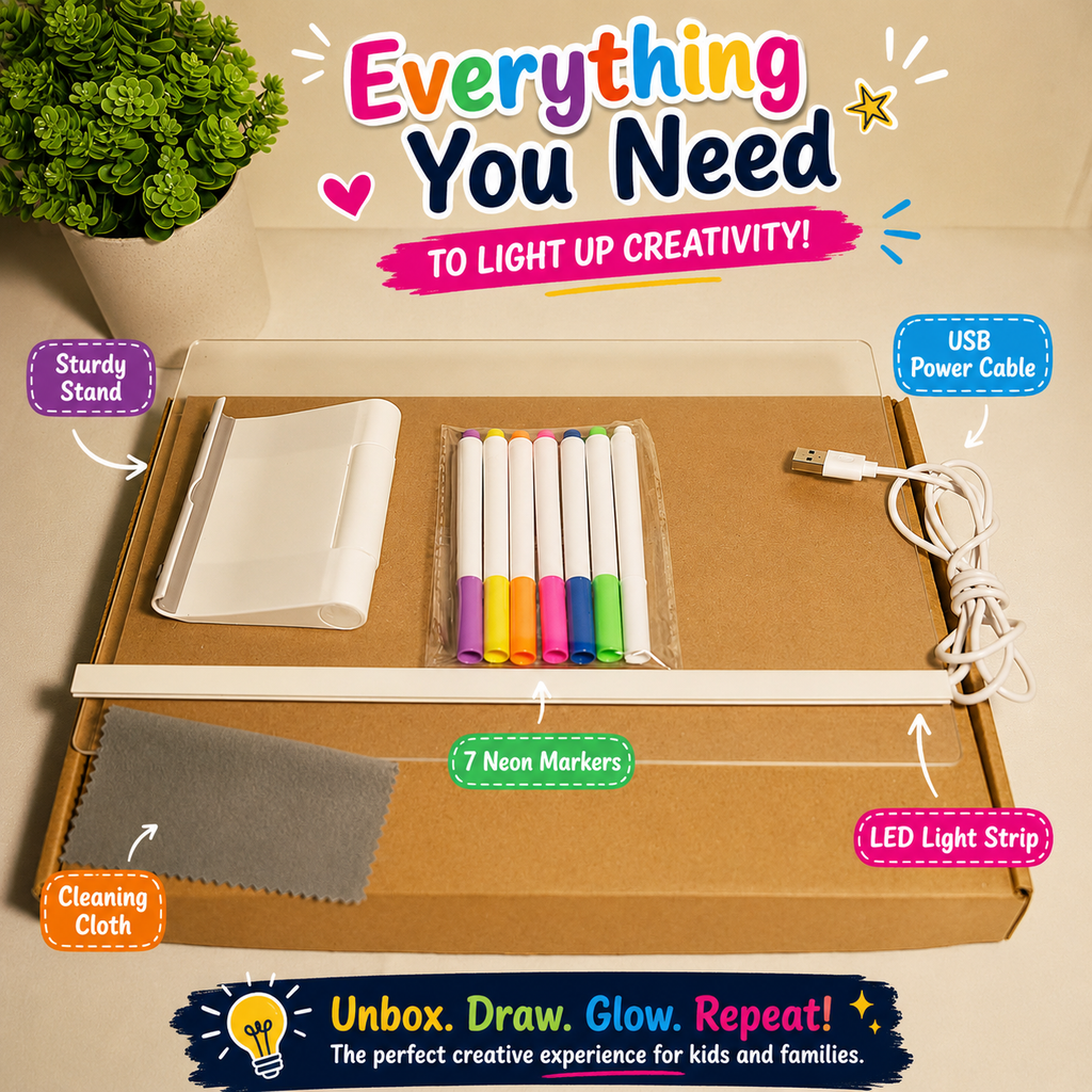 ✨ 3D Magic Glow™ 🎨 Reusable LED Drawing Board