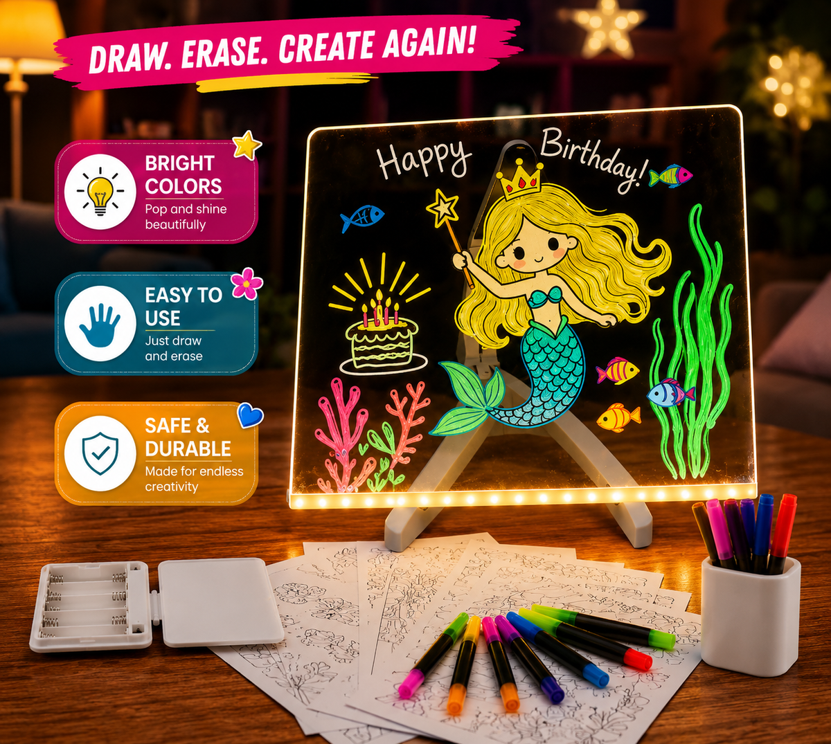 ✨ 3D Magic Glow™ 🎨 Reusable LED Drawing Board