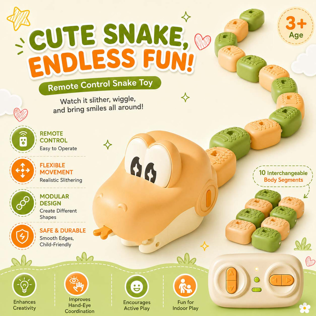 Remote Control Magnetic Snake Game Toy
